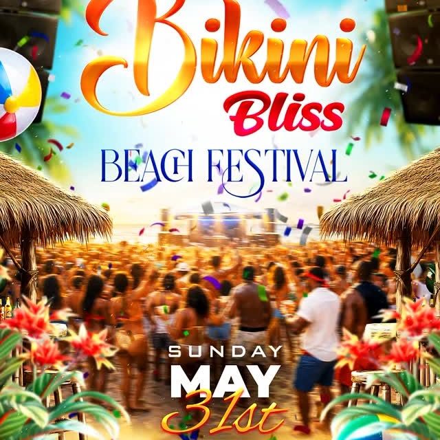 Event poster for Bikini Bliss Beach Festival