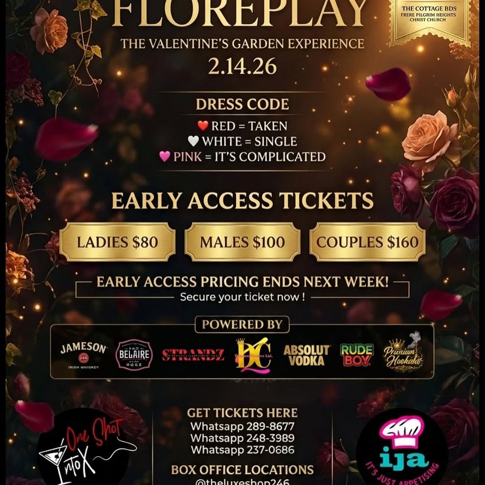 Event poster for FLORÉPLAY: The Valentine’s Garden Experience